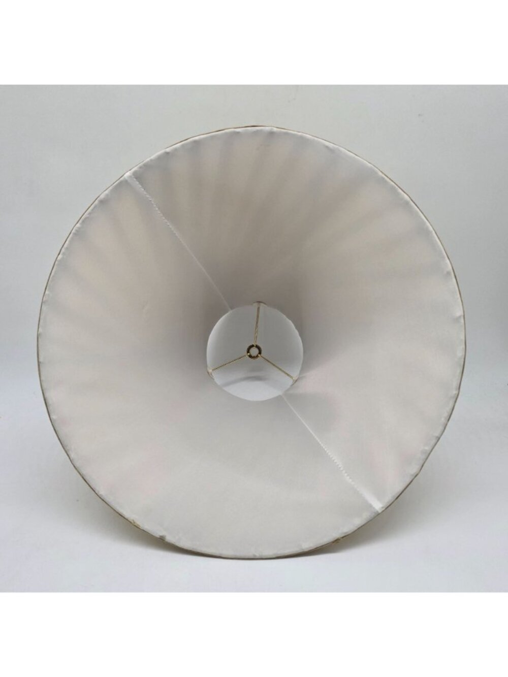 Beige Pleated Fabric Bell Lamp Shade With Gold Hardware 10" High 15" Wide - Picture 7 of 8